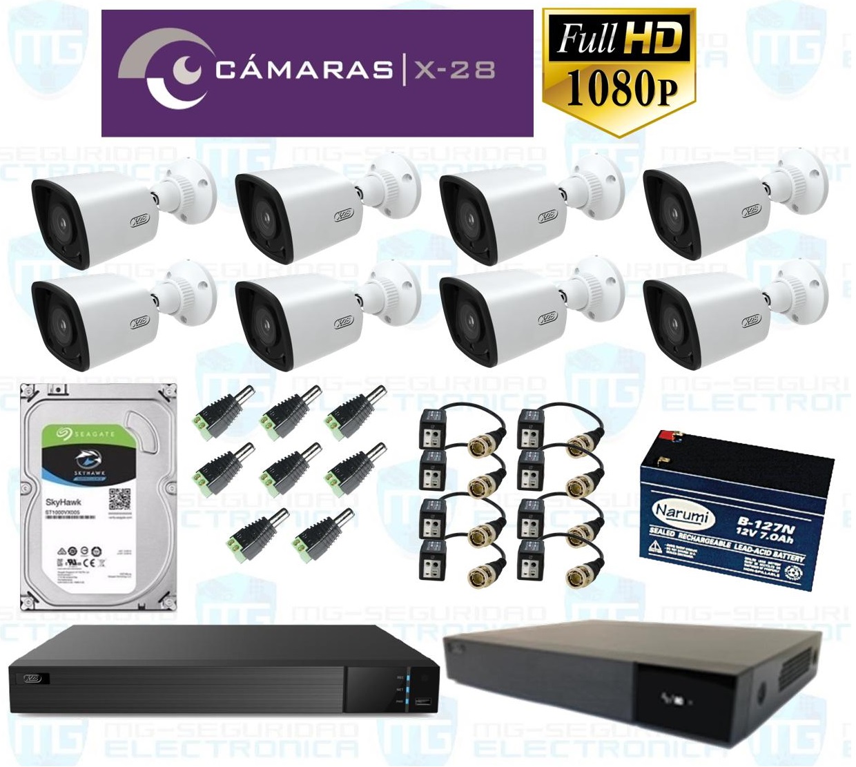 Kit 8 camaras X-28 con Batería de reserva